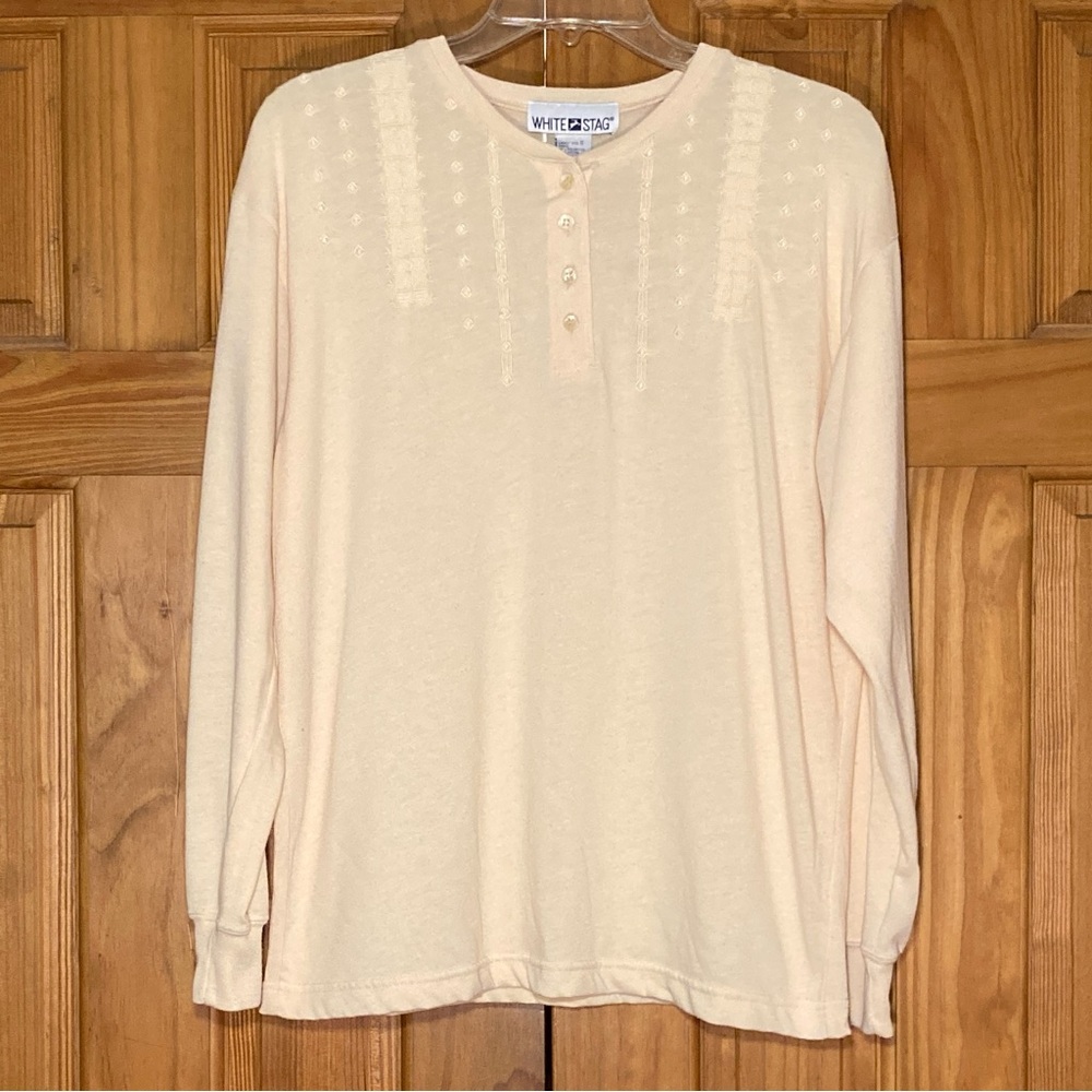 NWOT White Stag Vintage 80s Top Long Sleeve Blouse Yellow Size S Small